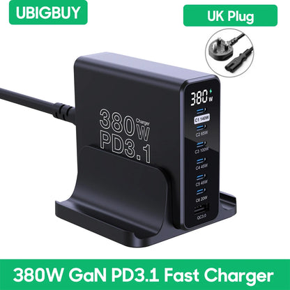 Ubigbuy 380W GaN USB C Charger Fast Charger for iPhone