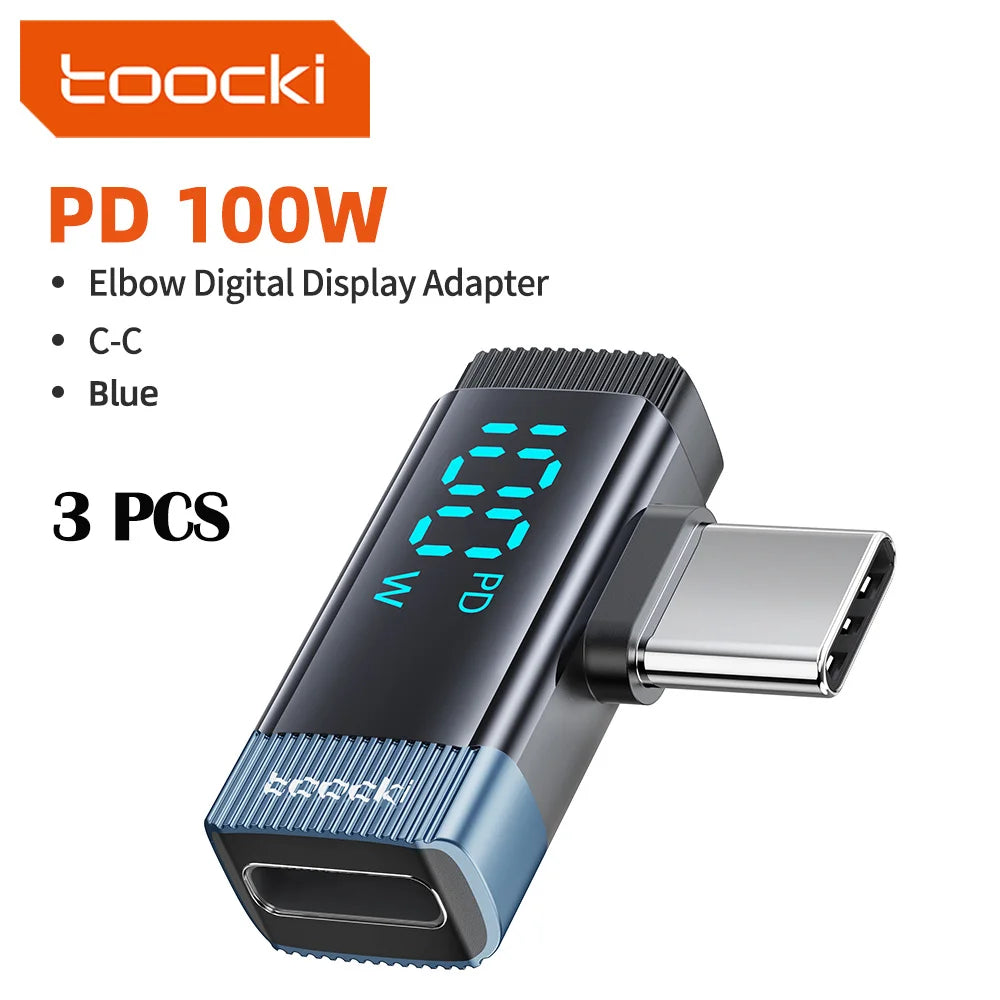Toocki 90 Degree 100W Type C Adapter USB C Convertor OTG