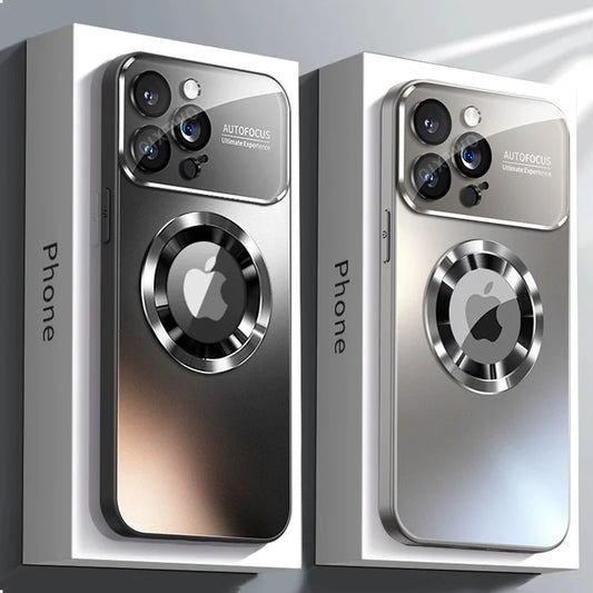 Luxury Glass Lens MagSafe Wireless Charging iPhone Case
