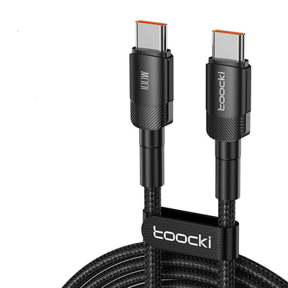 Black Type-C to Type-C cable with 'toocki' branding on a white background