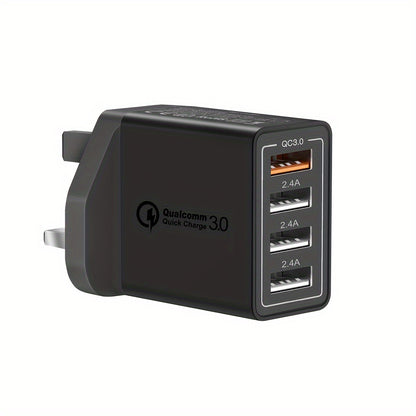 4-Port USB Wall Charger Quick Charge 3.0 Multi USB UK Plug