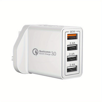 4-Port USB Wall Charger Quick Charge 3.0 Multi USB UK Plug